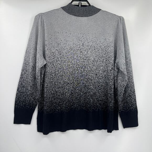 Adrienne Vittadini Sparkly Womens Sweater Sz 1X Holiday Keyhole Ombre Metallic - Picture 5 of 9